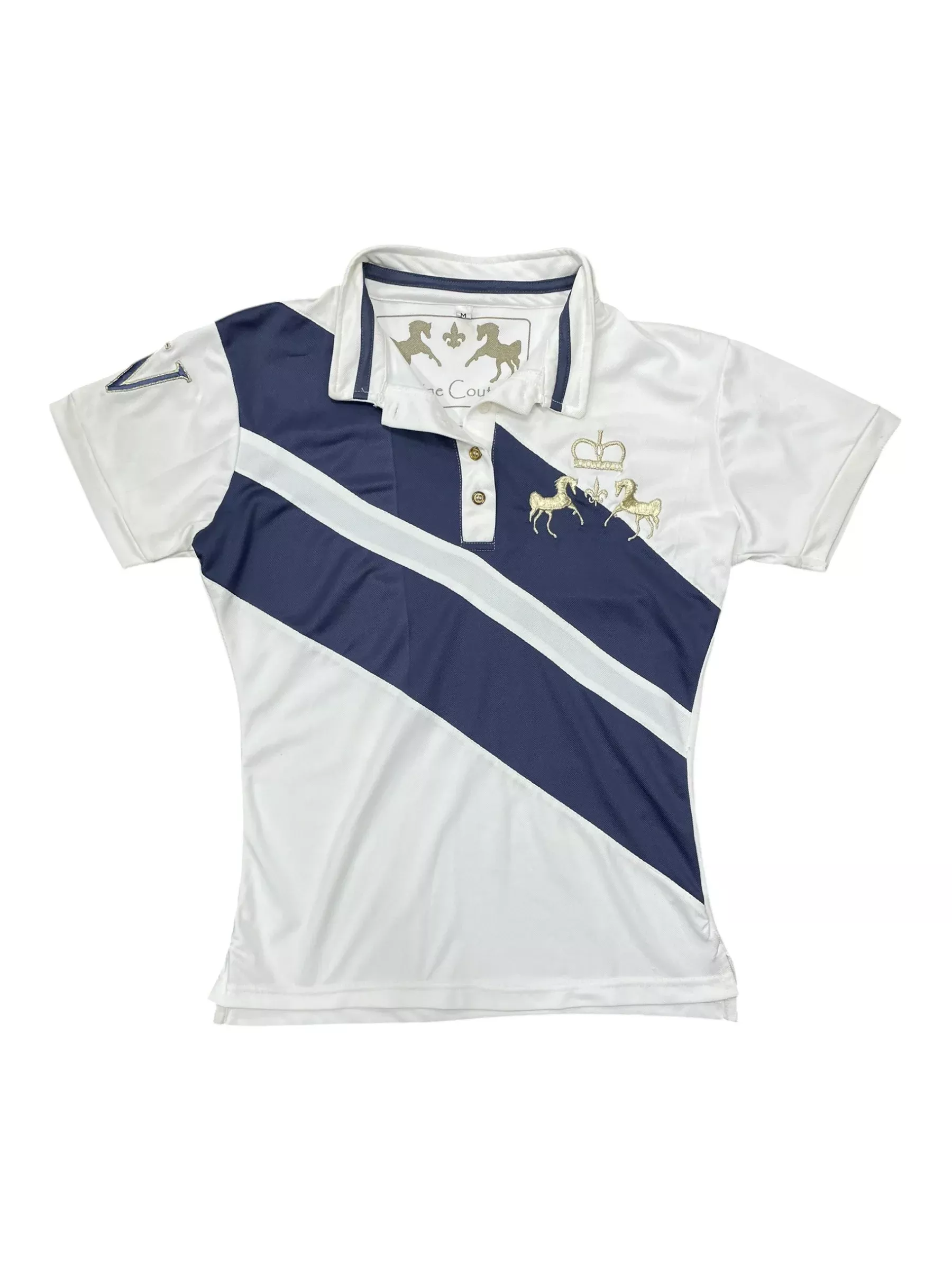 Equine Couture X-Press Polo - White/EC Marine - M - USED