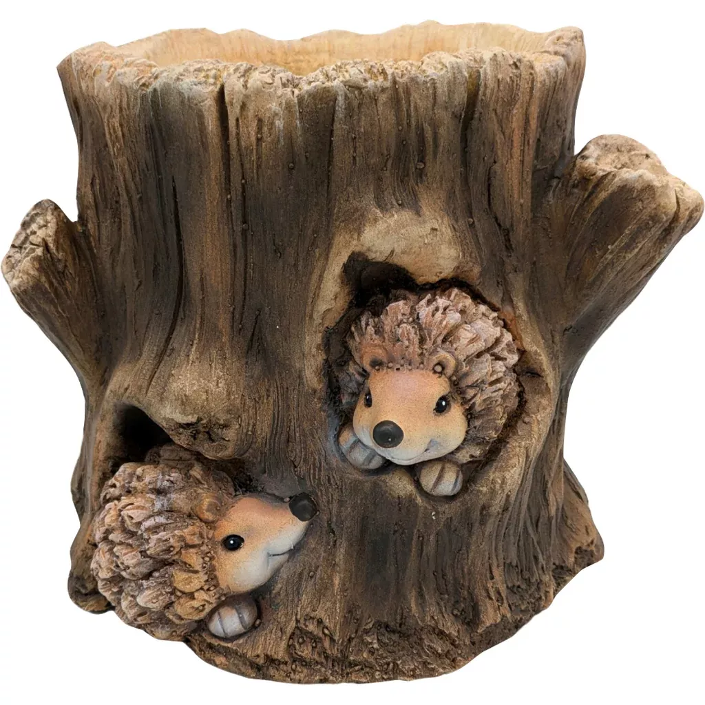 Esschert Design Faux Wood Double Hedgehog Planter