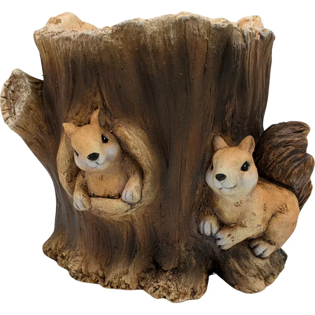 Esschert Design Faux Wood Double Squirrel Planter