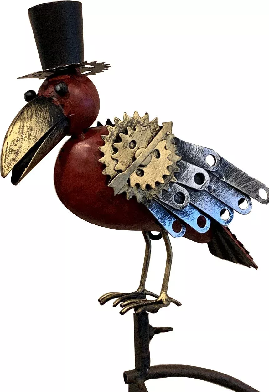 Esschert Design Metal Mechanical Bird Rocker with Top Hat