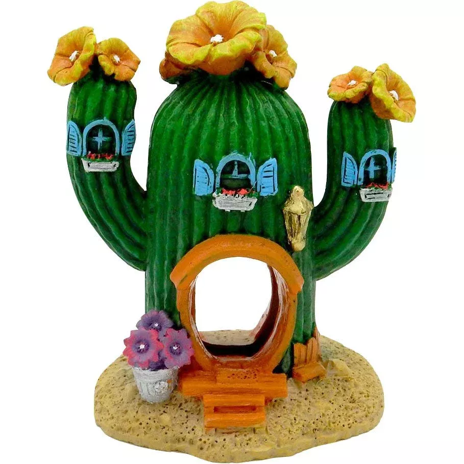 Exotic Environments Cactus Hideaway Aquarium Ornament Small Green