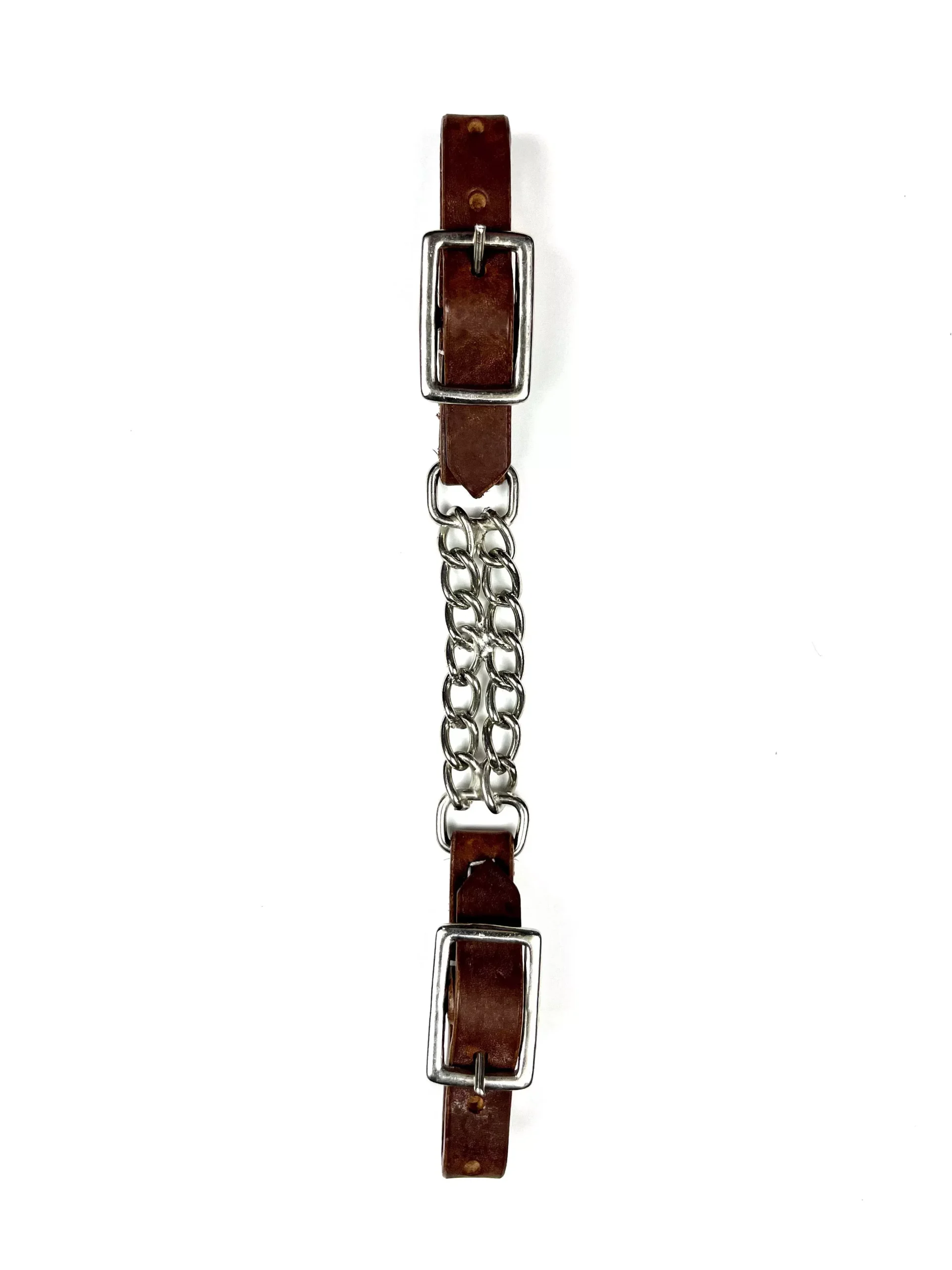 Ezy Ride Curb Strap Double Chain Tan Harness Leather Ends