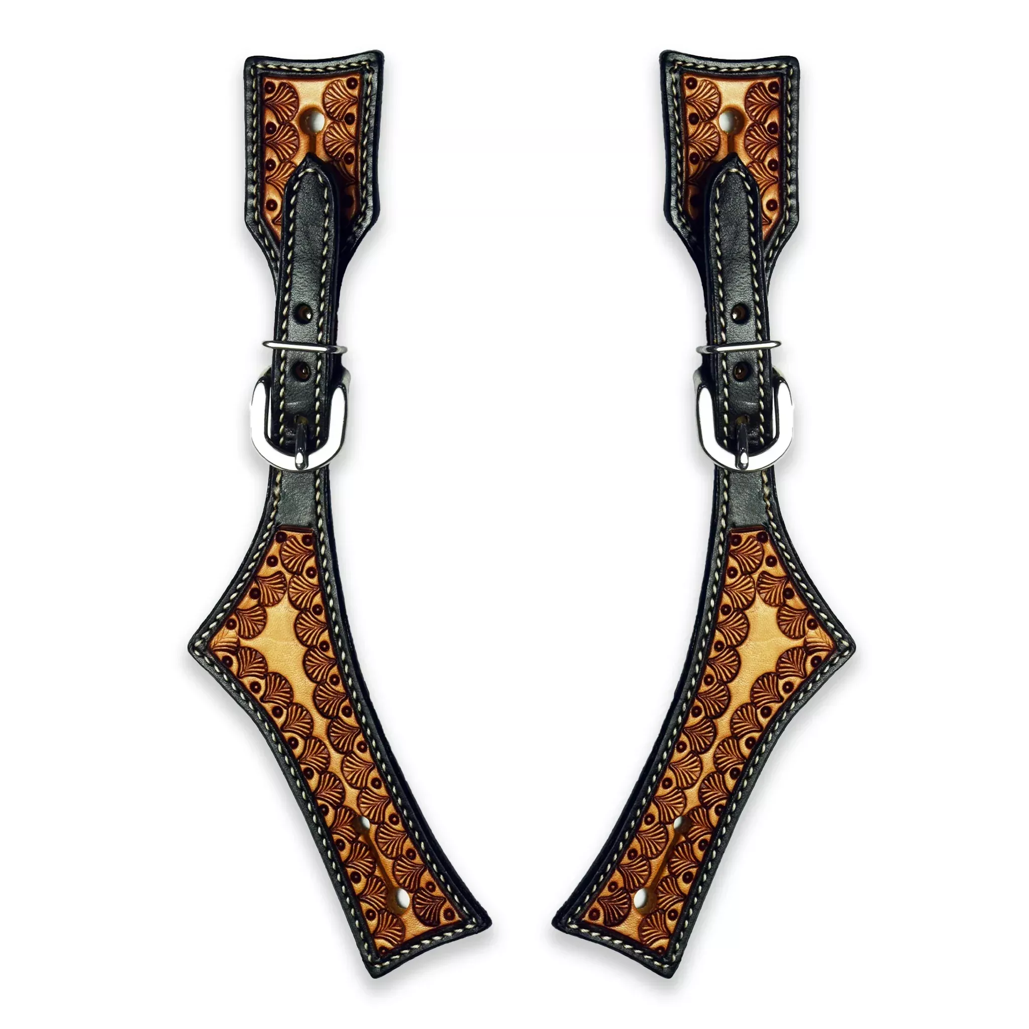 Ezy Ride Hatched Shell Stamping Two Tone Spur Straps
