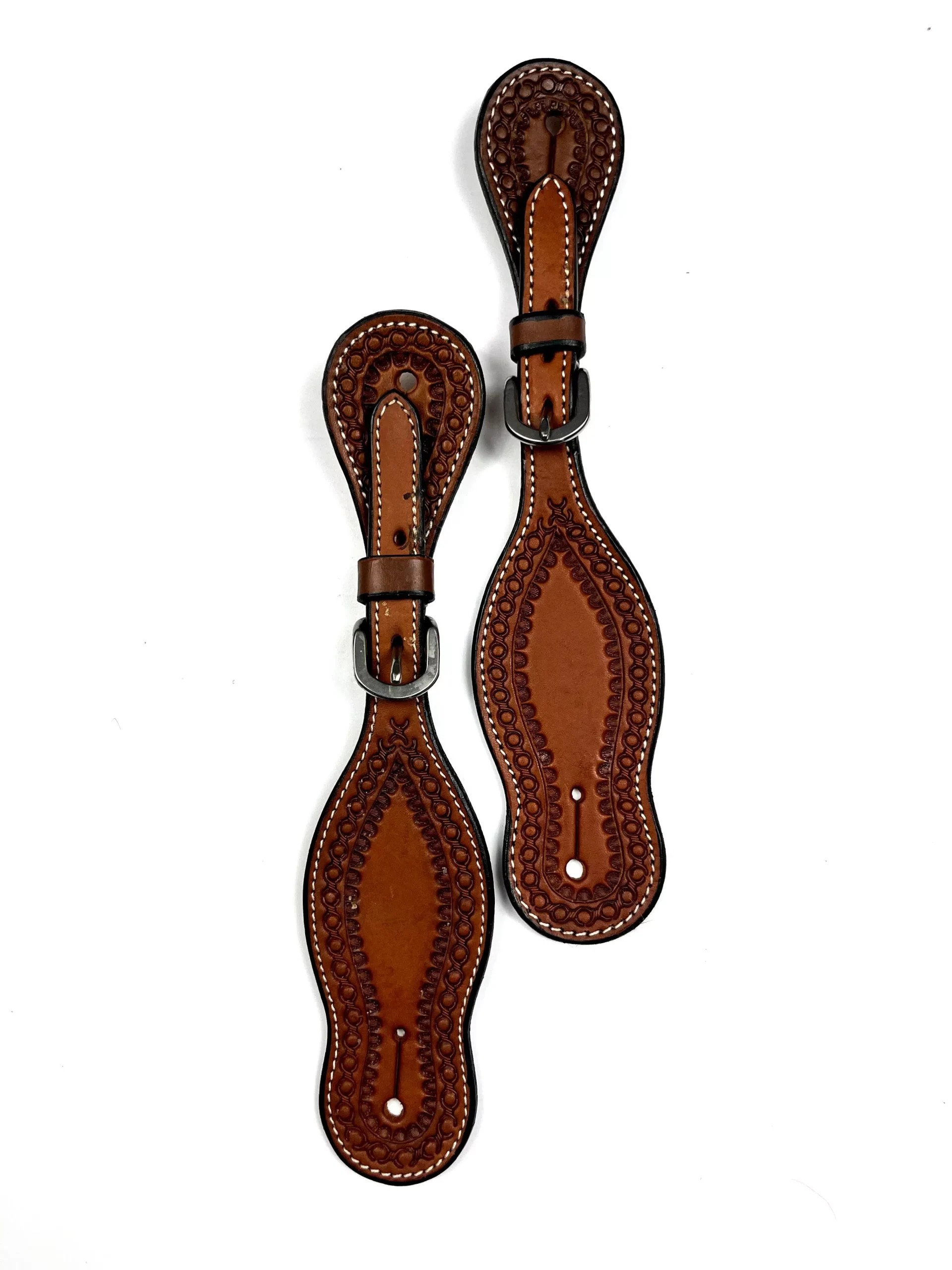 Ezy Ride Spur Strap with Continuous Barbwire Border Stamp