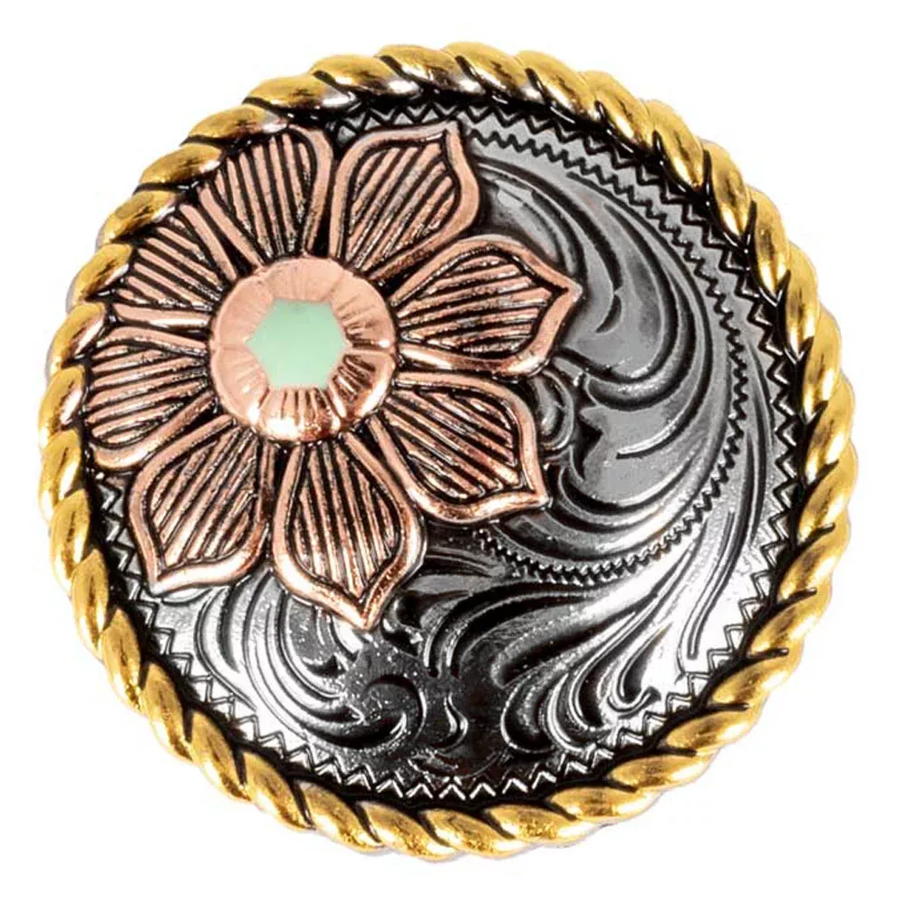 Floral Rope Edge Tri-Color Concho