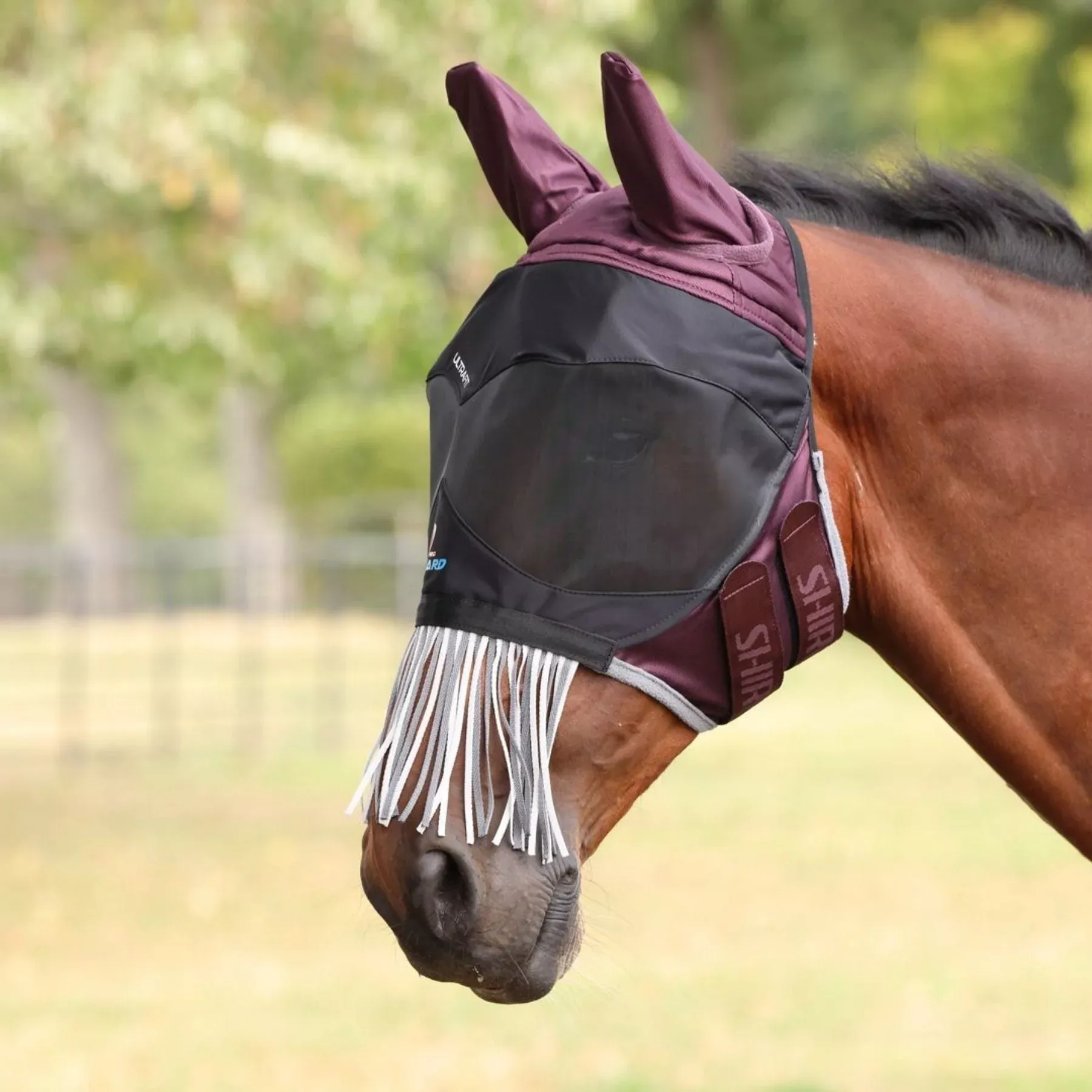 FlyGuard Pro Deluxe Fly Mask with Ears & Nose Fringe