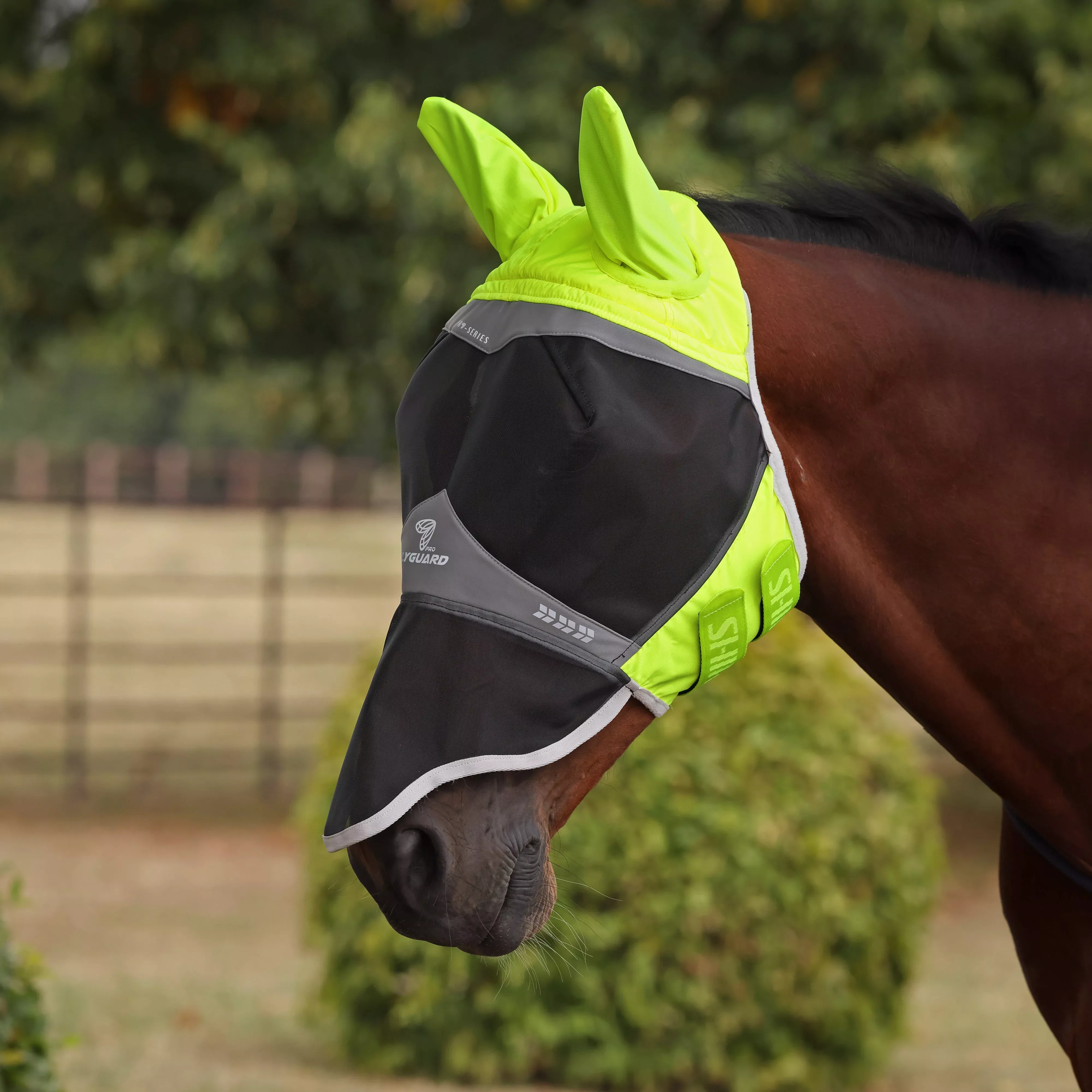 FlyGuard Pro Hi-Viz Fine Mesh Fly Mask with Ears & Nose