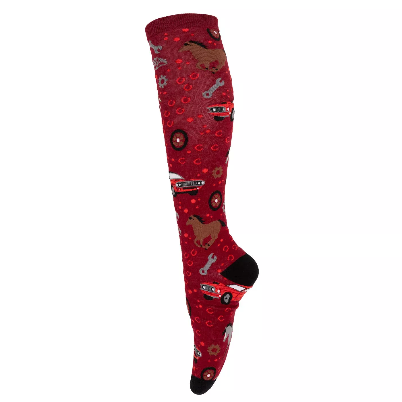 Four White Socks Mustang Muscle Knee High Socks