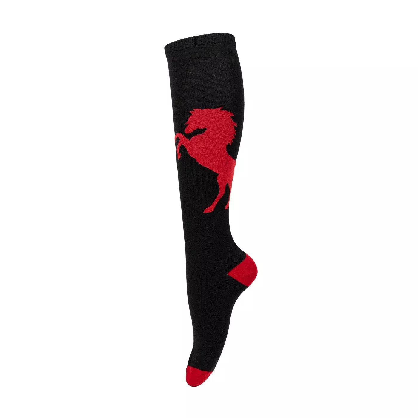 Four White Socks Rearing Horse Silhouette Knee High Socks