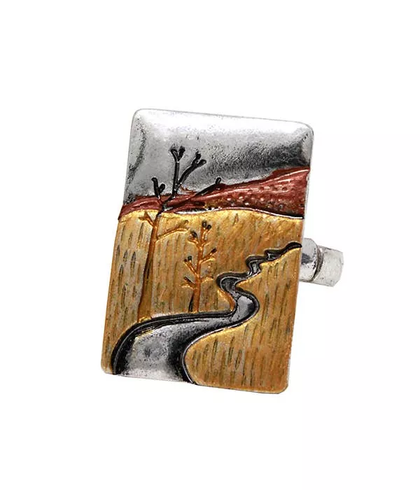 ( G487 )MOUNTAIN AND TREE LANDSCAPE STRETCH RING