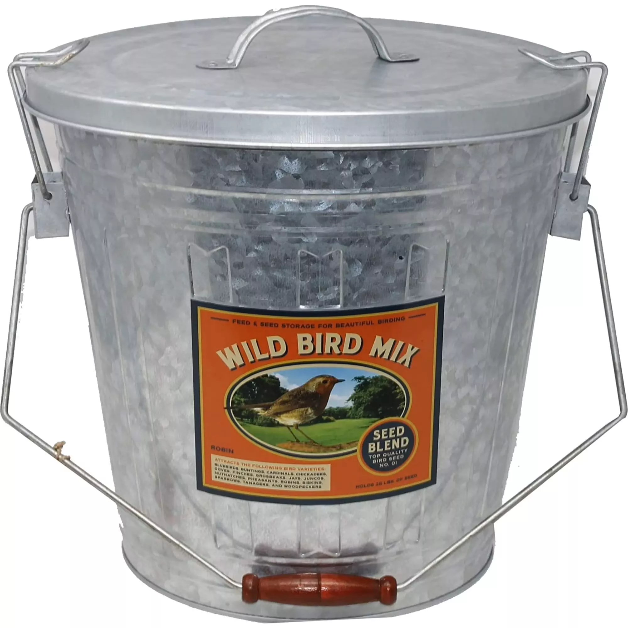Galvanized Bird Seed Storage Container, 25lb