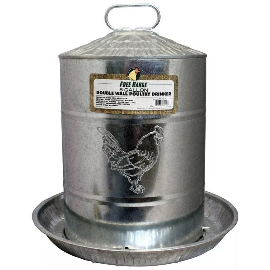 Galvanized Double-Wall Poultry Drinker, 2Gal