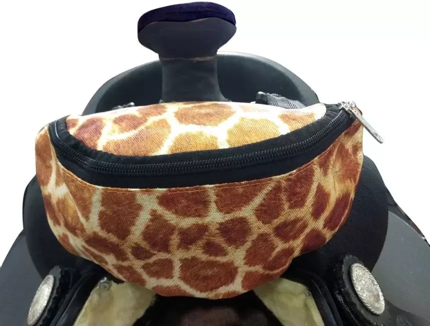GIRAFFE PRINT INSULATED NYLON SADDLE POUCH