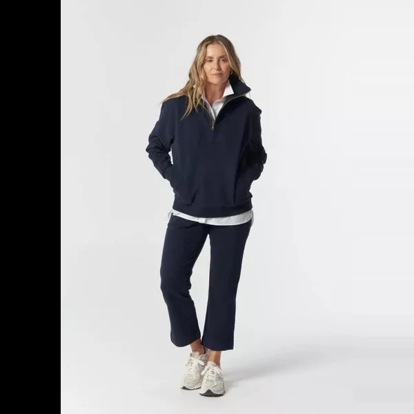 Goondiwindi Cotton Sweater | Rugged Half Zip Cotton | Dark Navy