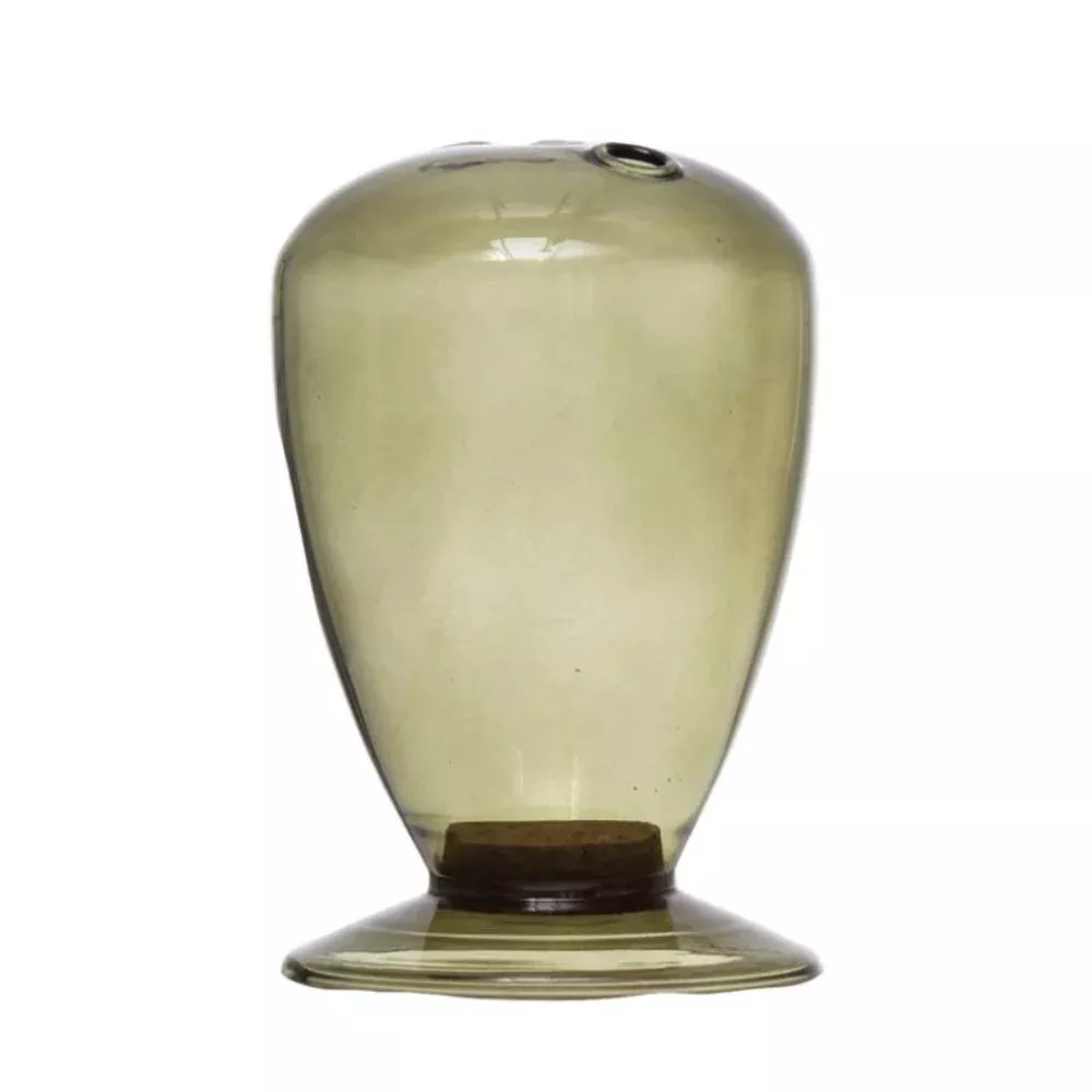 Green Glass Match Holder