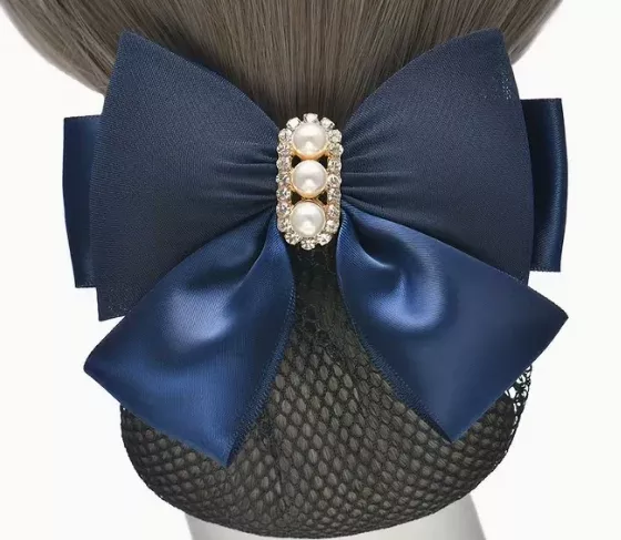 Hair Net with Bow, Pearl & Crystals