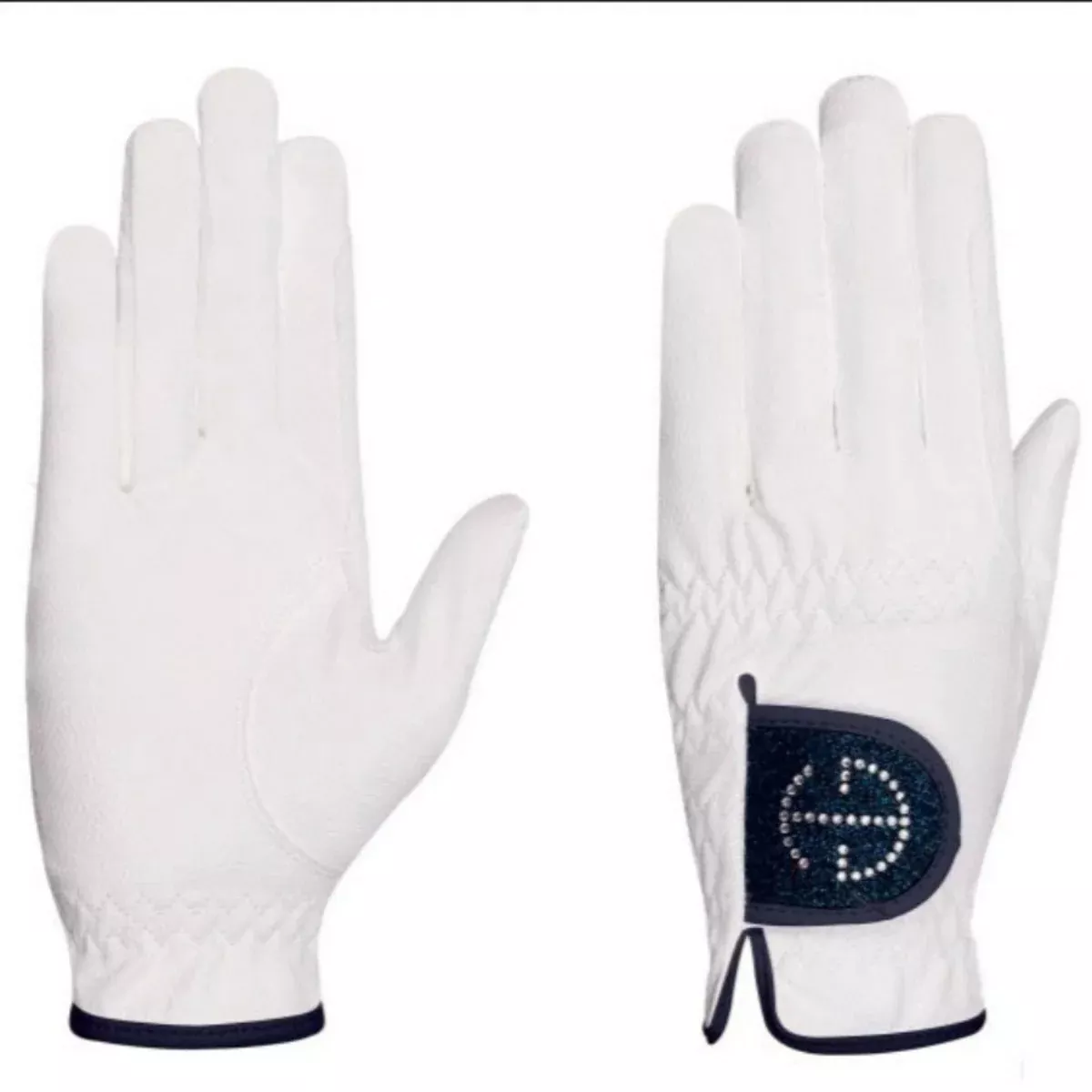 Halter Ego Competition Gloves - Bermuda Blue Glitter & Crystal Logo