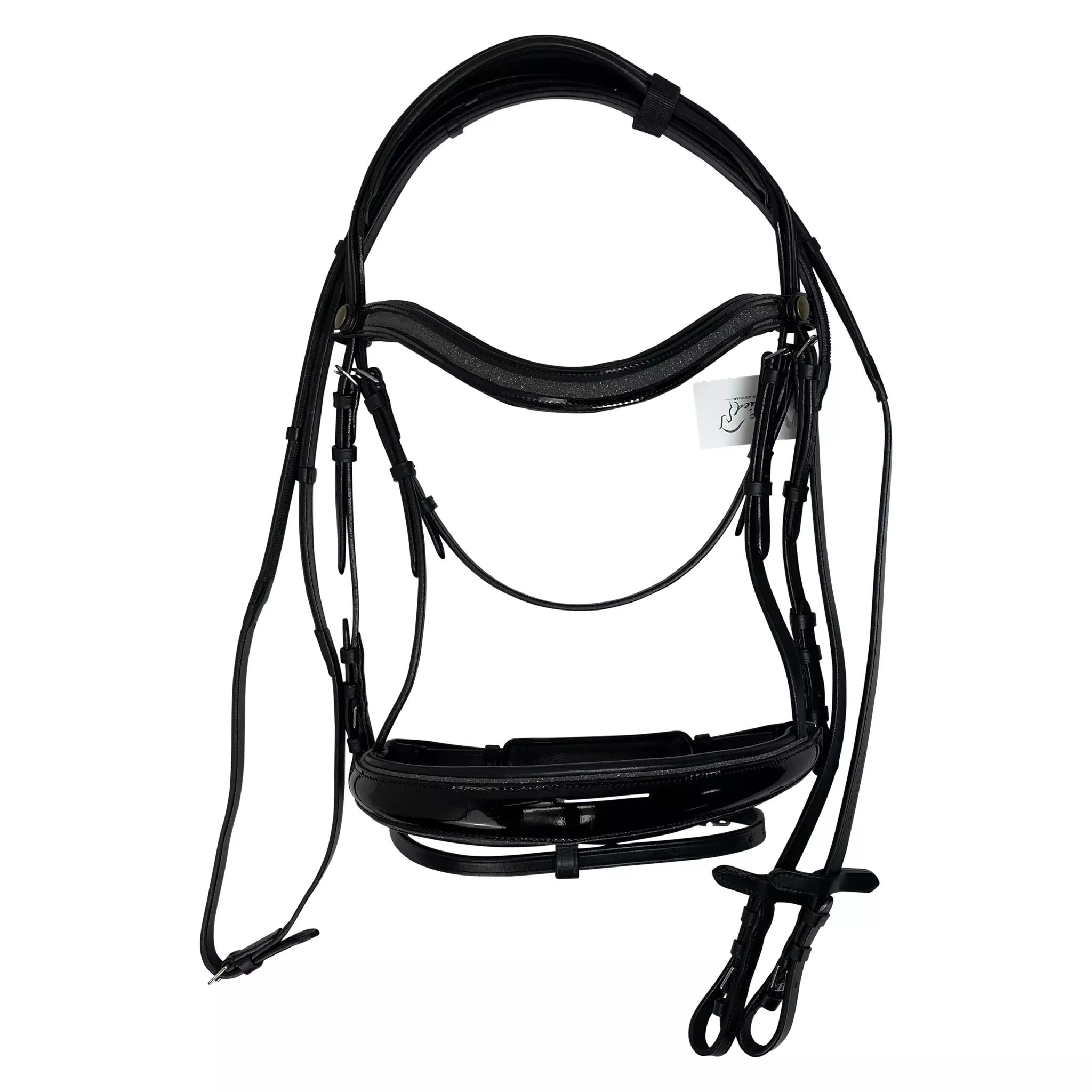 Halter Ego 'Natalie' Patent Flash Bridle in Black - Oversize