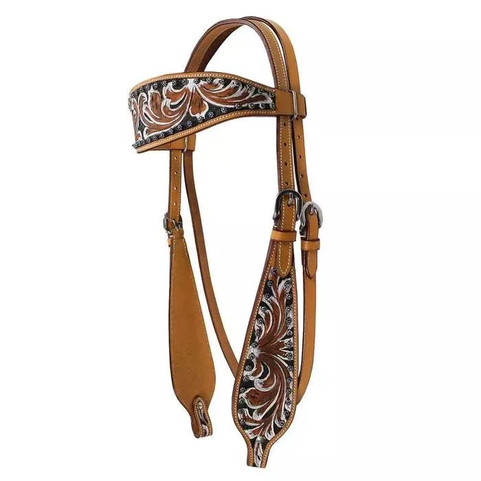 HAND PAINTED FLORAL HEADSTALL