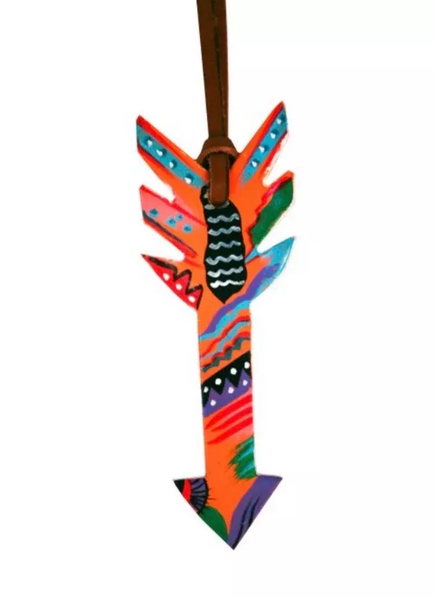 HAND PAINTED LEATHER TIE ARROW