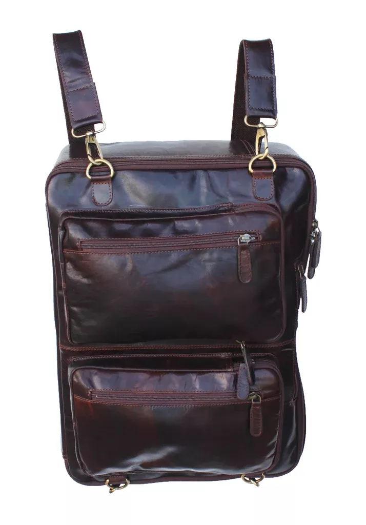 Handcrafted Full-Grain Crushed Brown Leather Travel Utility Bagfor Men Women 18SKB43
