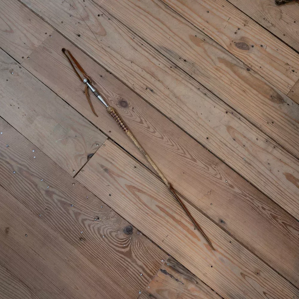 Handmade 29" Rawhide Quirt with Metal Grip