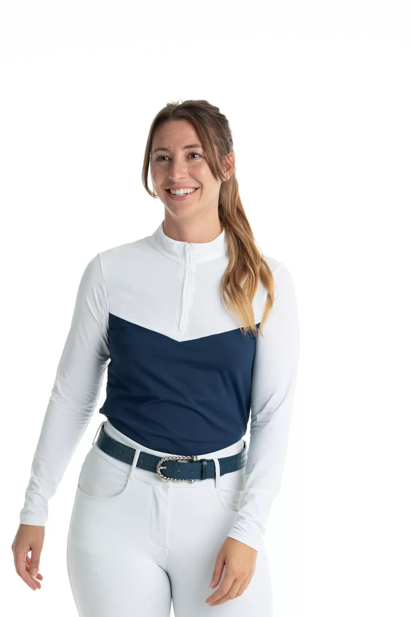 Hannah Childs Clarissa Mesh Long Sleeve Zip Top Midnight