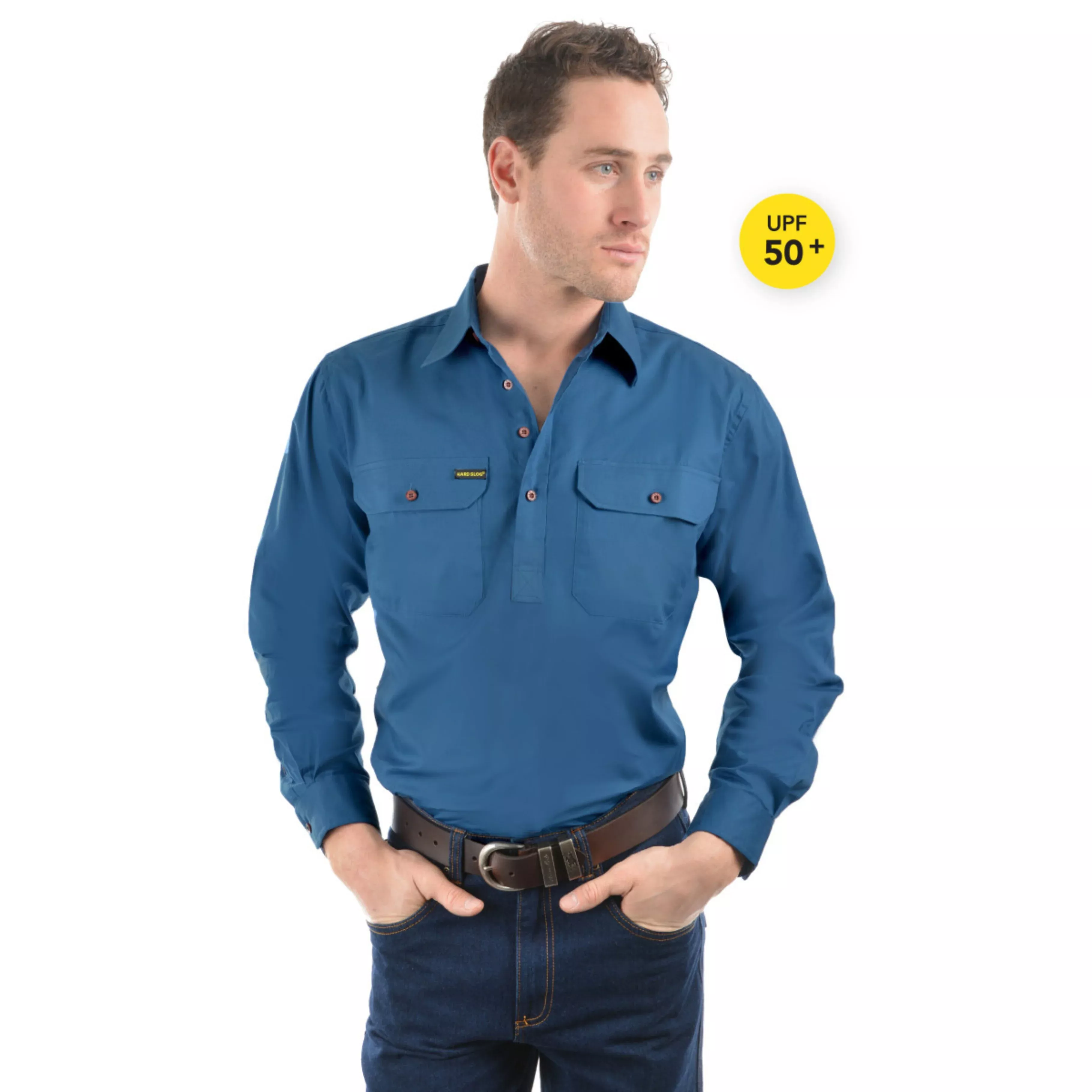 Hard Slog Mens Half Placket Light Cotton Shirt