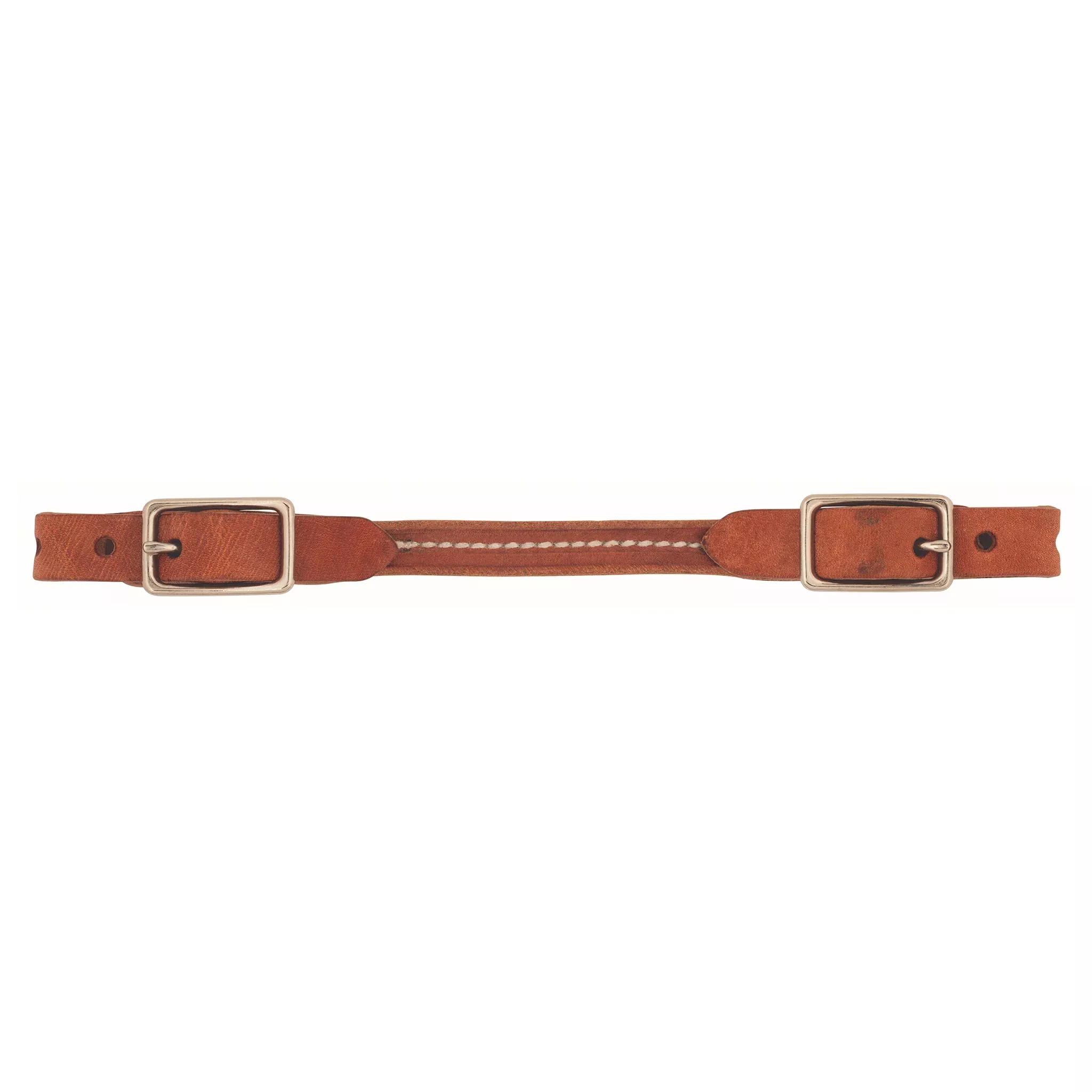 Harness Leather Rounded Curb Strap, Nickel Plated Hardware