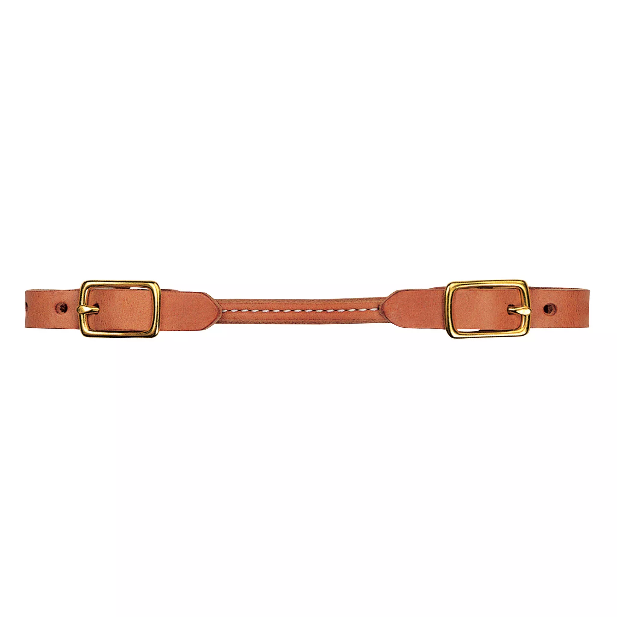 Harness Leather Rounded Curb Strap, Solid Brass Hardware