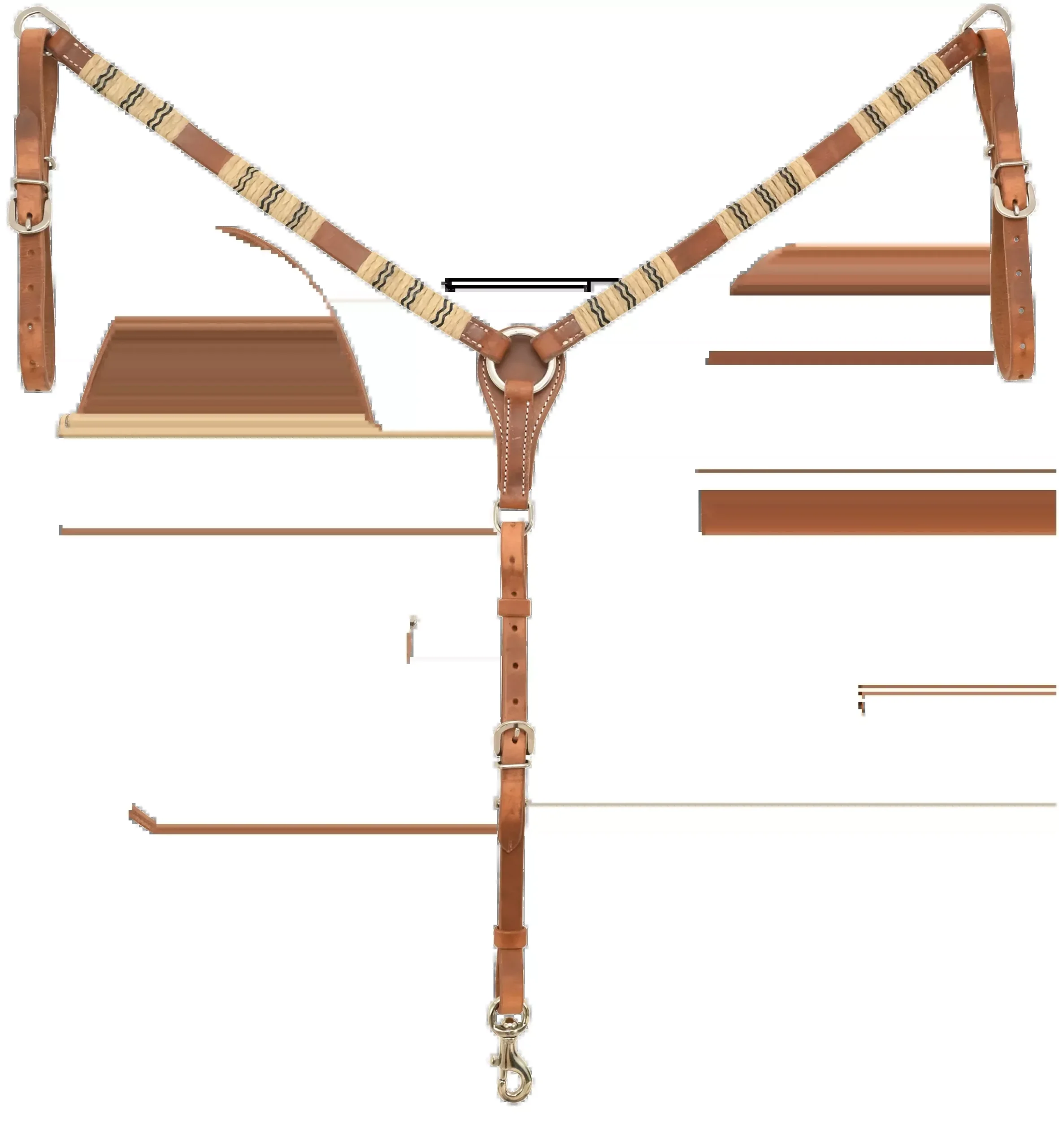 Harness Rawhide Breast Collar w/ Black Trace