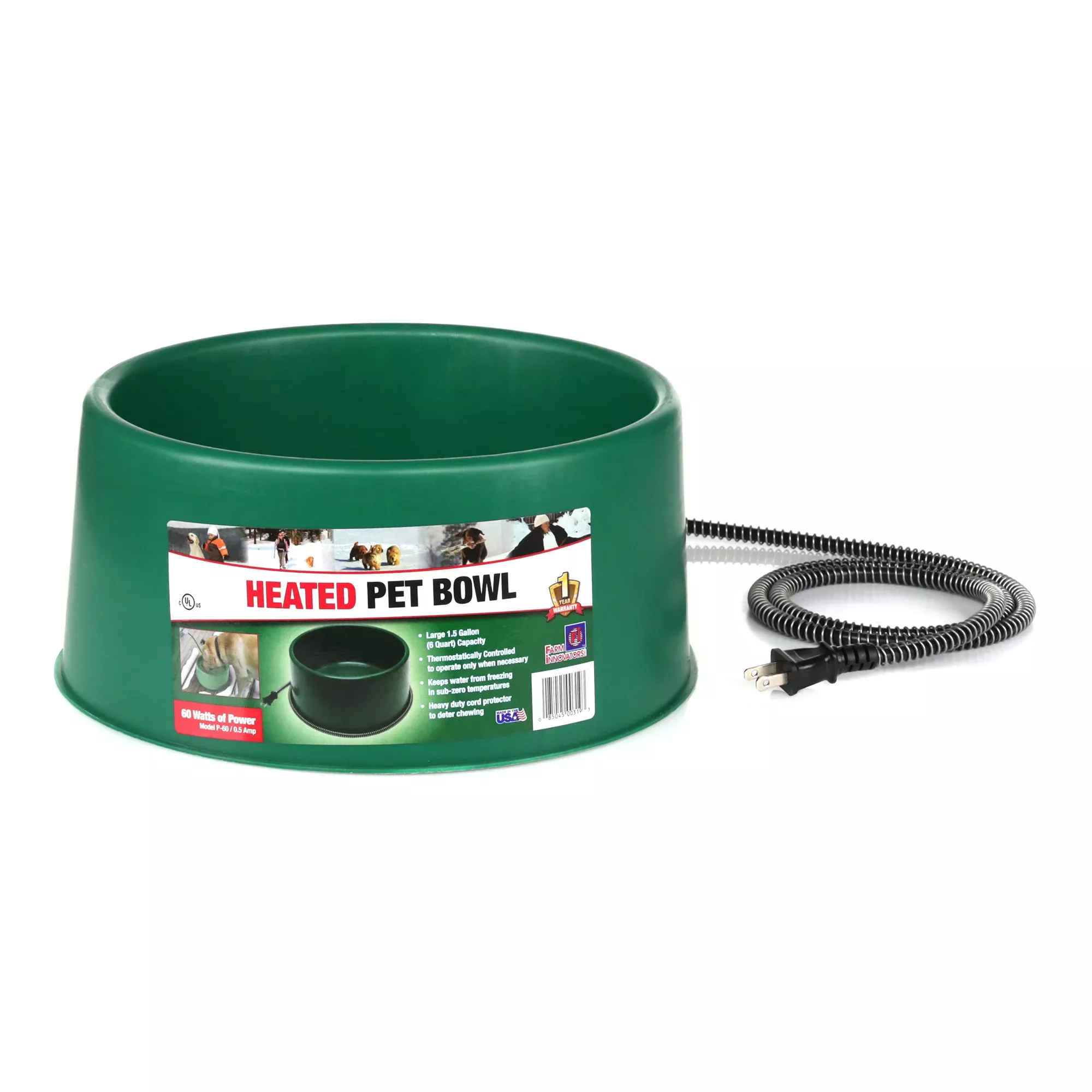 Heated Pet Bowl, 60W, 1.5Gal