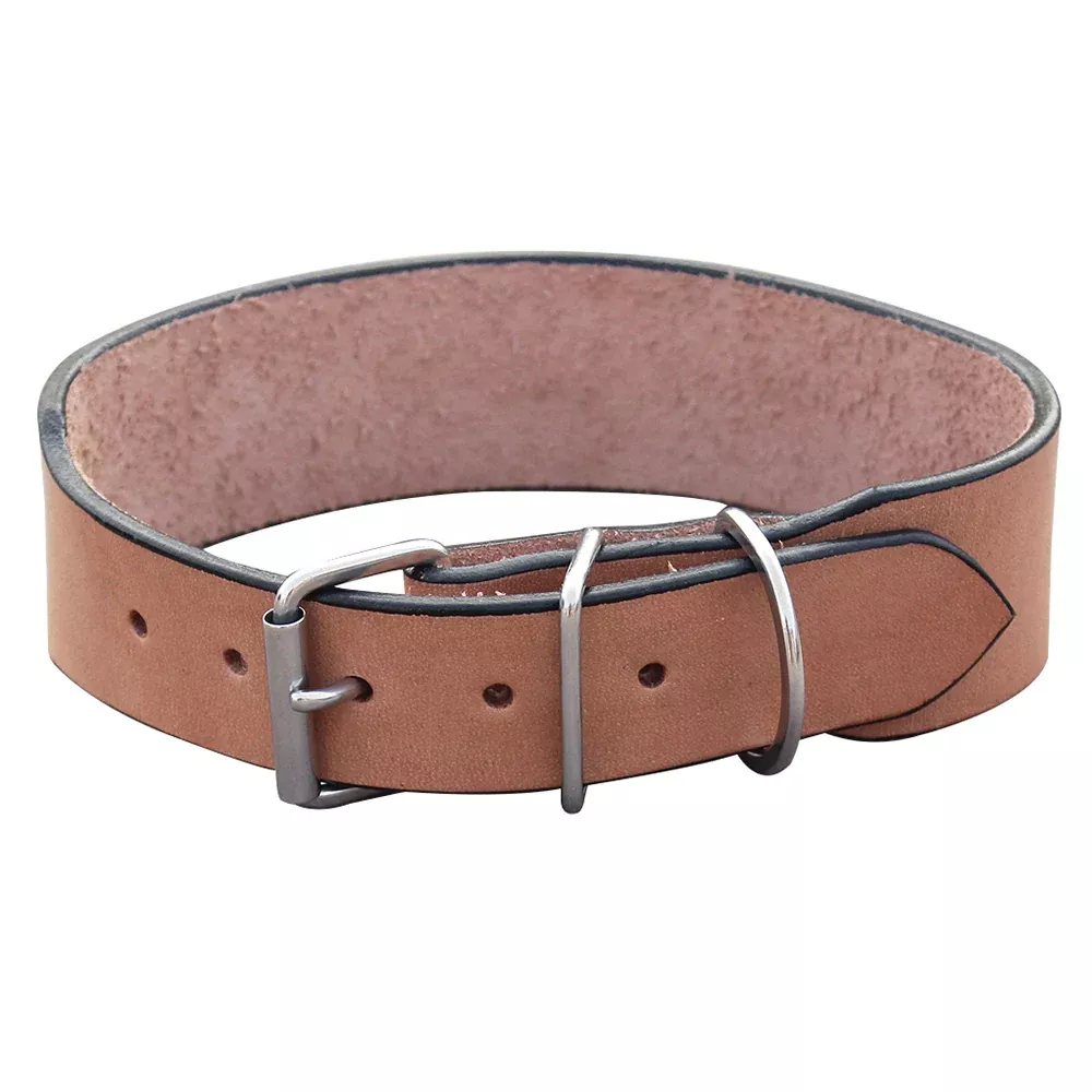HILASON 18 inch Heavy Duty Handmade Genuine Leather Dog Collar Tan | Dog Collar | Leather Dog Collar | Western Dog Collar | Leather Collar for Dogs | Comfortable Dog Collar