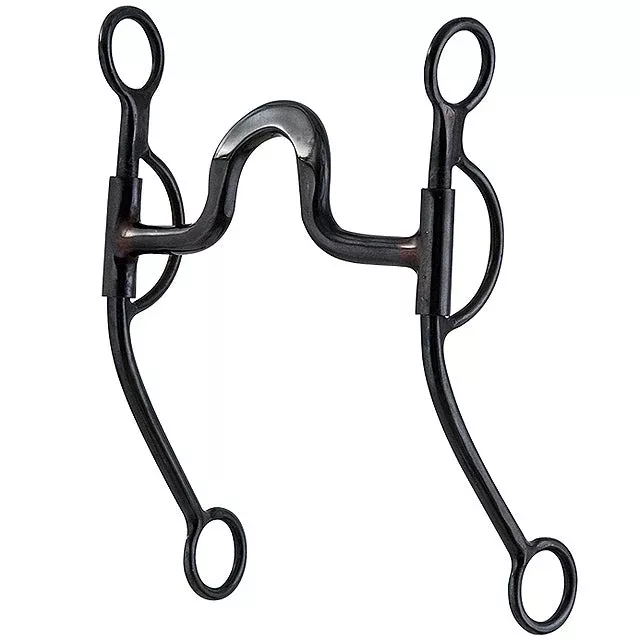 Hilason Black Steel Training Horse Bit Spoon Mouth Copper Inlay