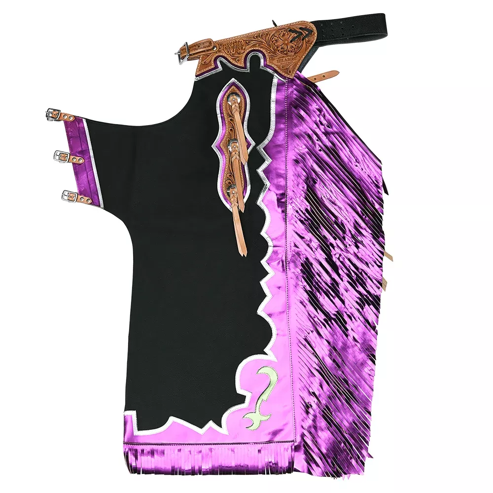 HILASON Bull Riding Genuine Leather Rodeo Western Chaps | for Men and Women Unisex