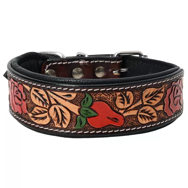 HIlason Genuine Leather Dog Collar Hand Tooled