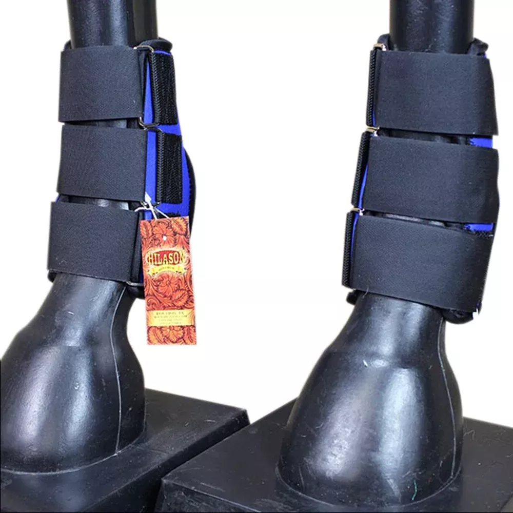 Hilason Western Horse Tack Leg Protection Deluxe Skid Boots - Blue
