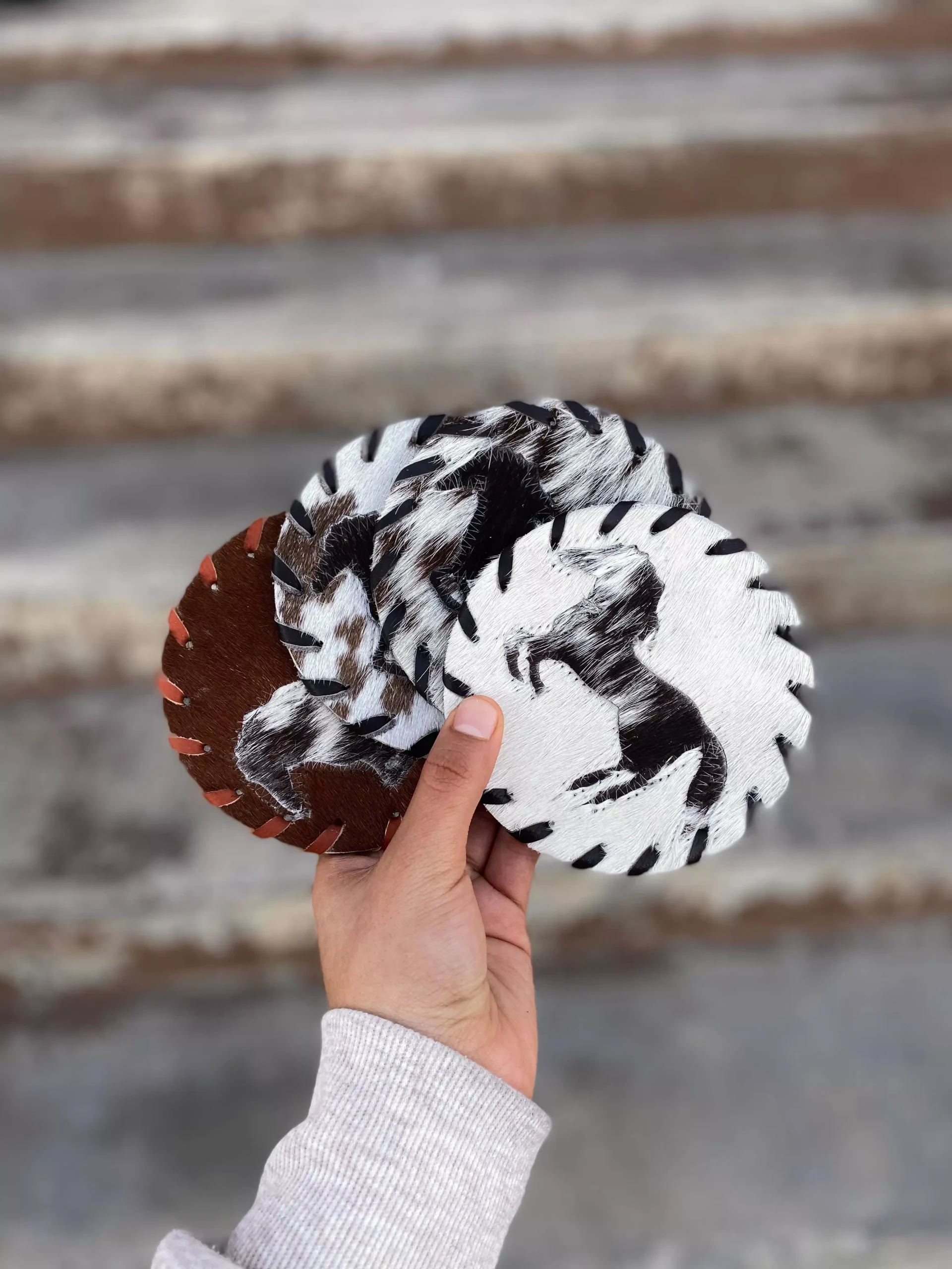 Horse Cowhide Coasters - 4pc Set