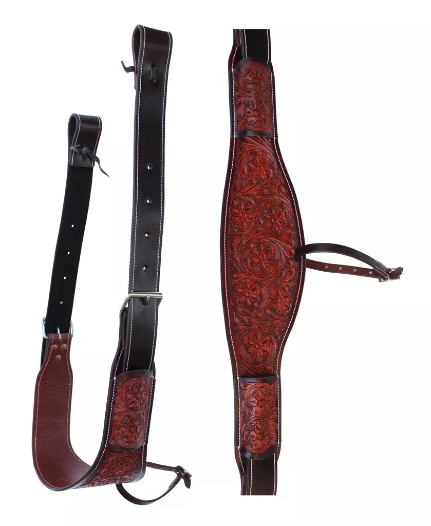 Horse Floral TooledLeather Rear Flank Saddle Cinch Billets 97101
