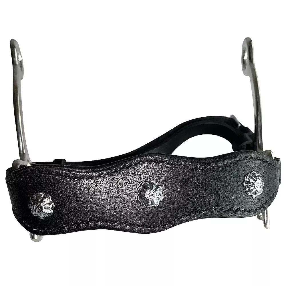 Horse Hackamore Silver Stud Stainless Steel W/ Leather Cover By Hilason