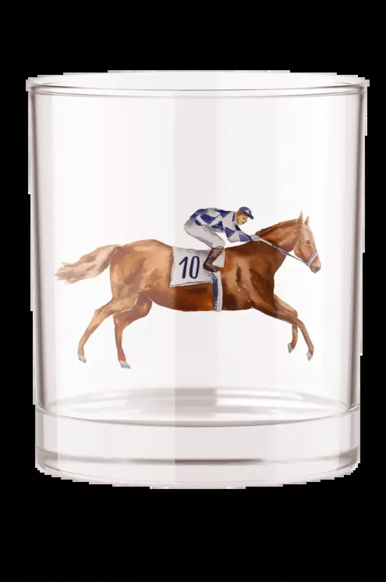 Horse Racing Jockeys Bourbon Whiskey Rocks Glass