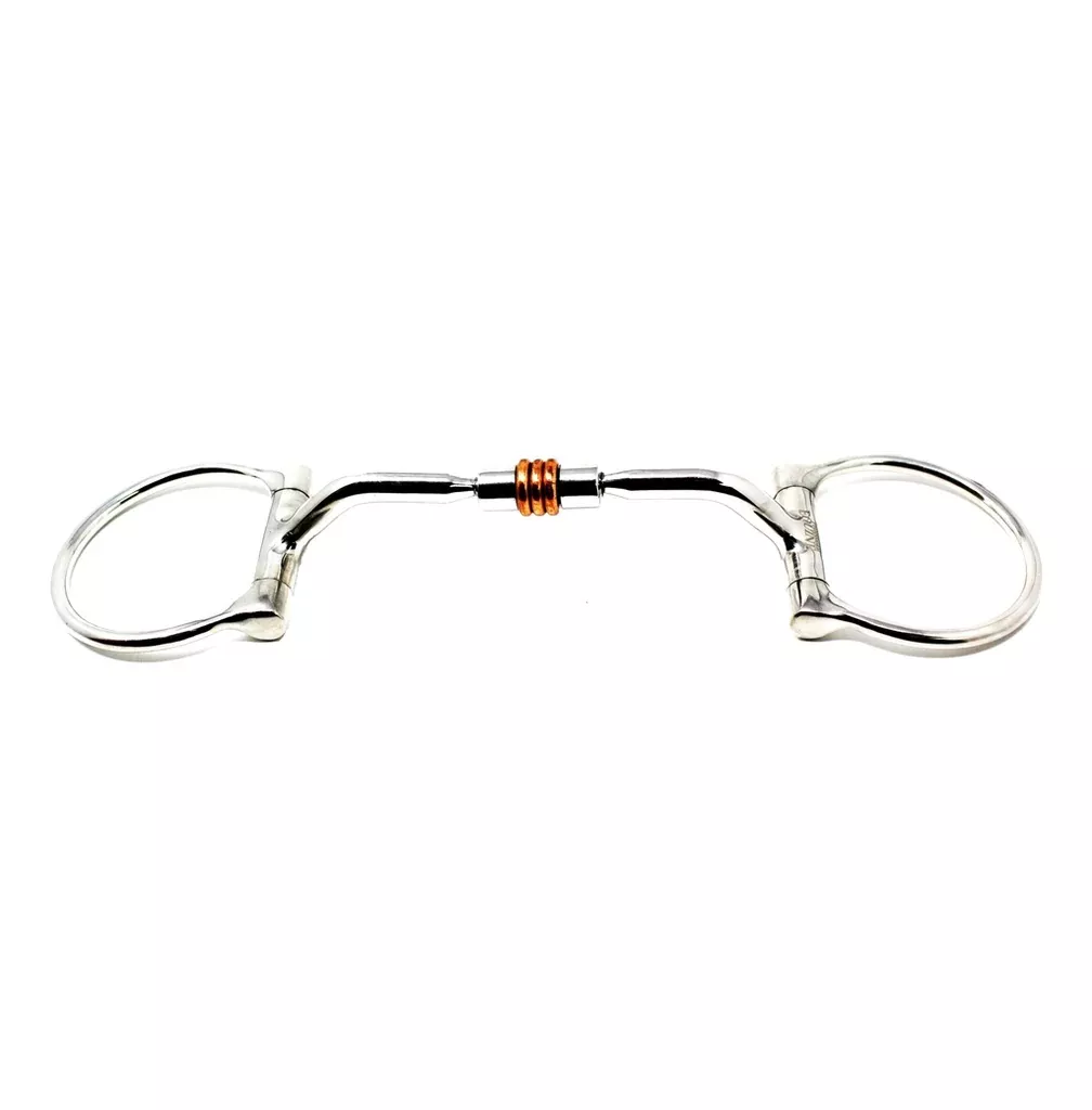Horse Stainless Steel Mouth D-Ring Comfort Snaffle Bit Copper Rollers 35310v