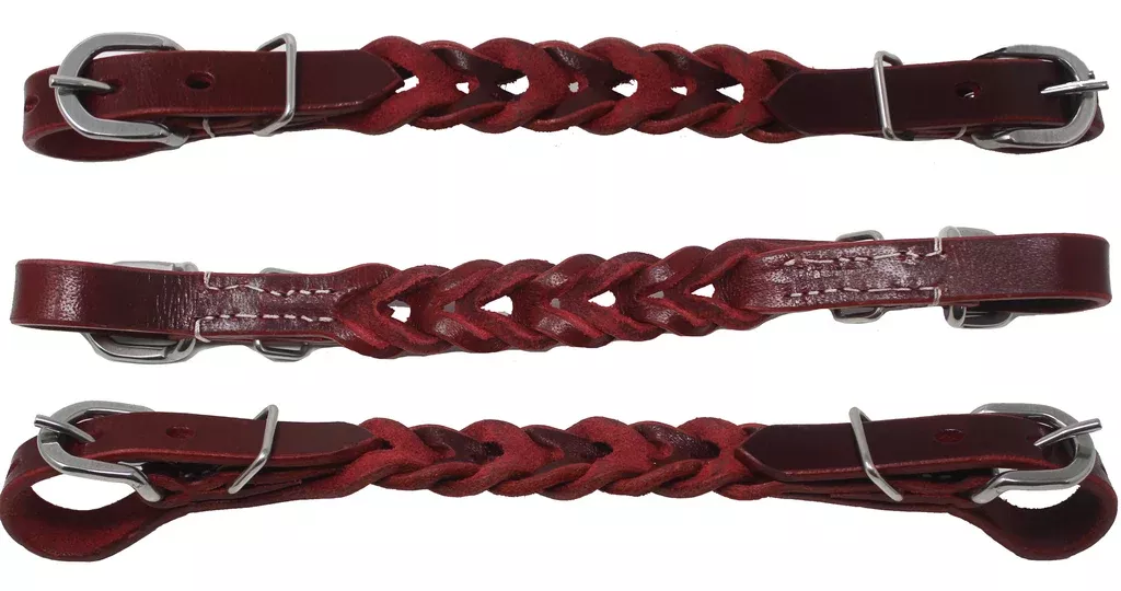 Horse Western Braided Leather Curb Strap Brass 403RT02