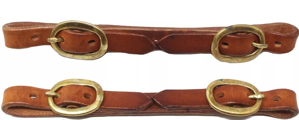Horse Western Flat Leather Curb Strap Brass 403RT01