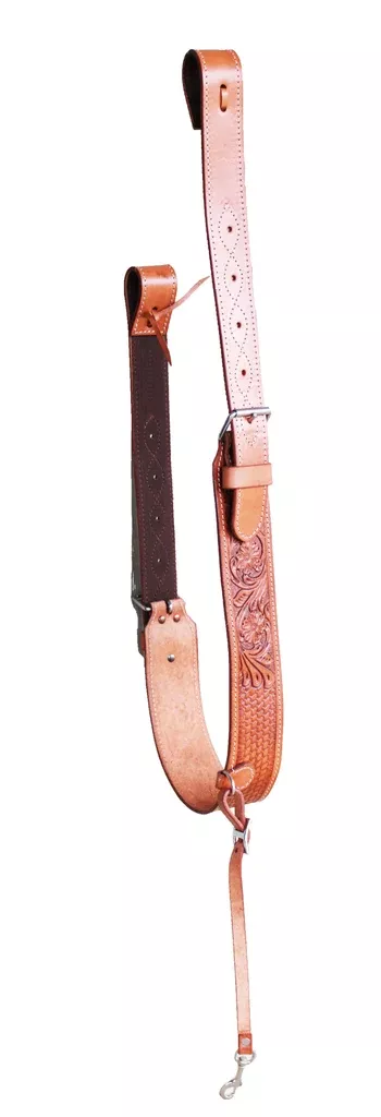 Horse Western Leather Basketweave Tooled Floral Rear Flank Saddle Cinch Off Billets 9759A