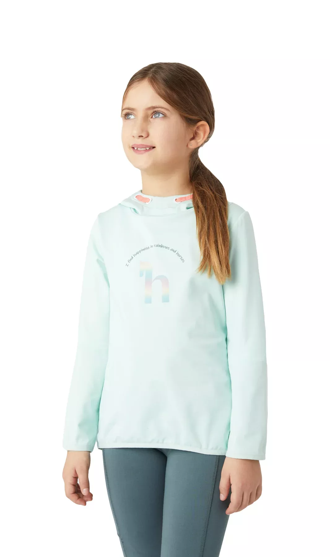 Horze Chloe Kids Technical Hoodie - Dusty Aqua