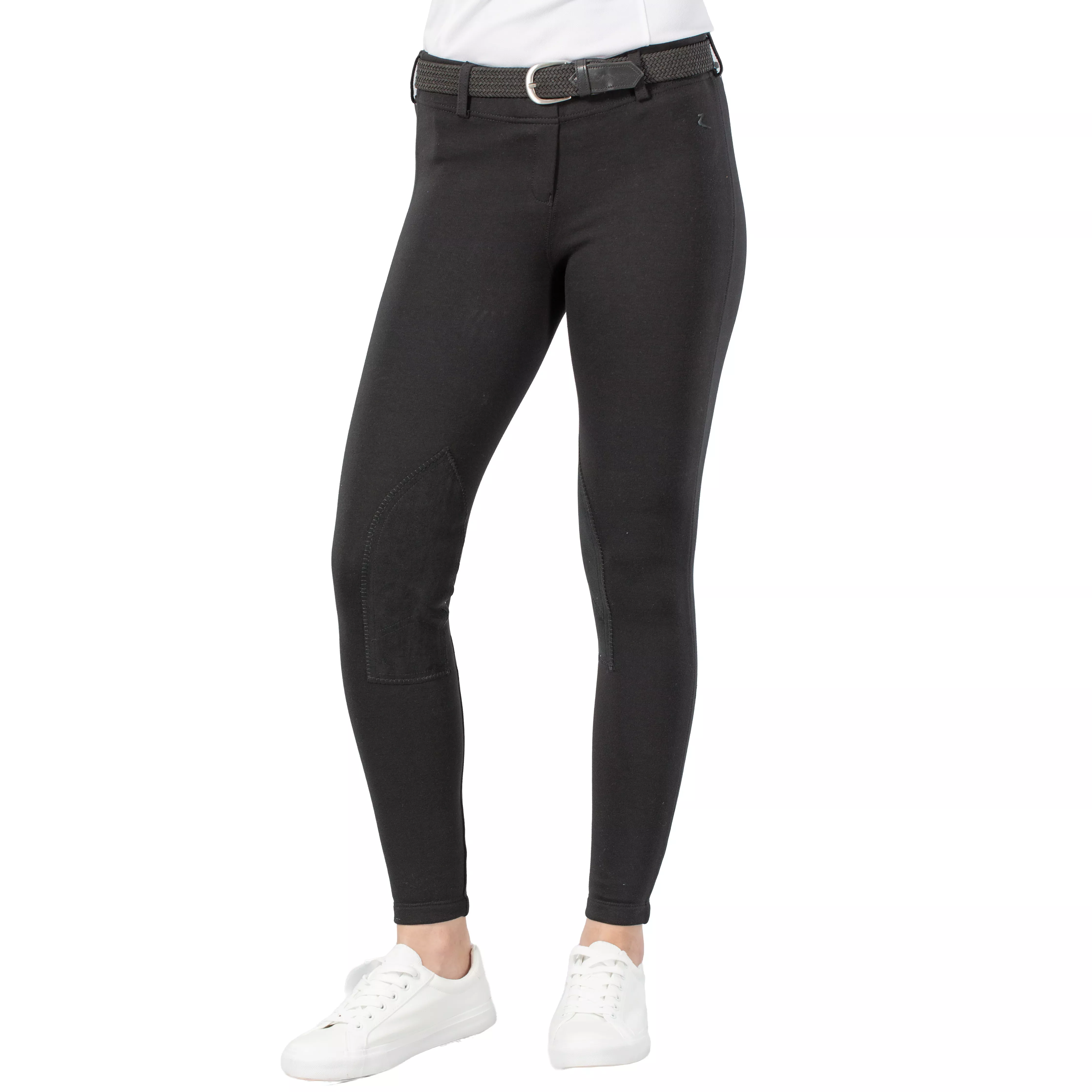 Horze Ella Womens Pull-On Knee Patch Breeches - Black