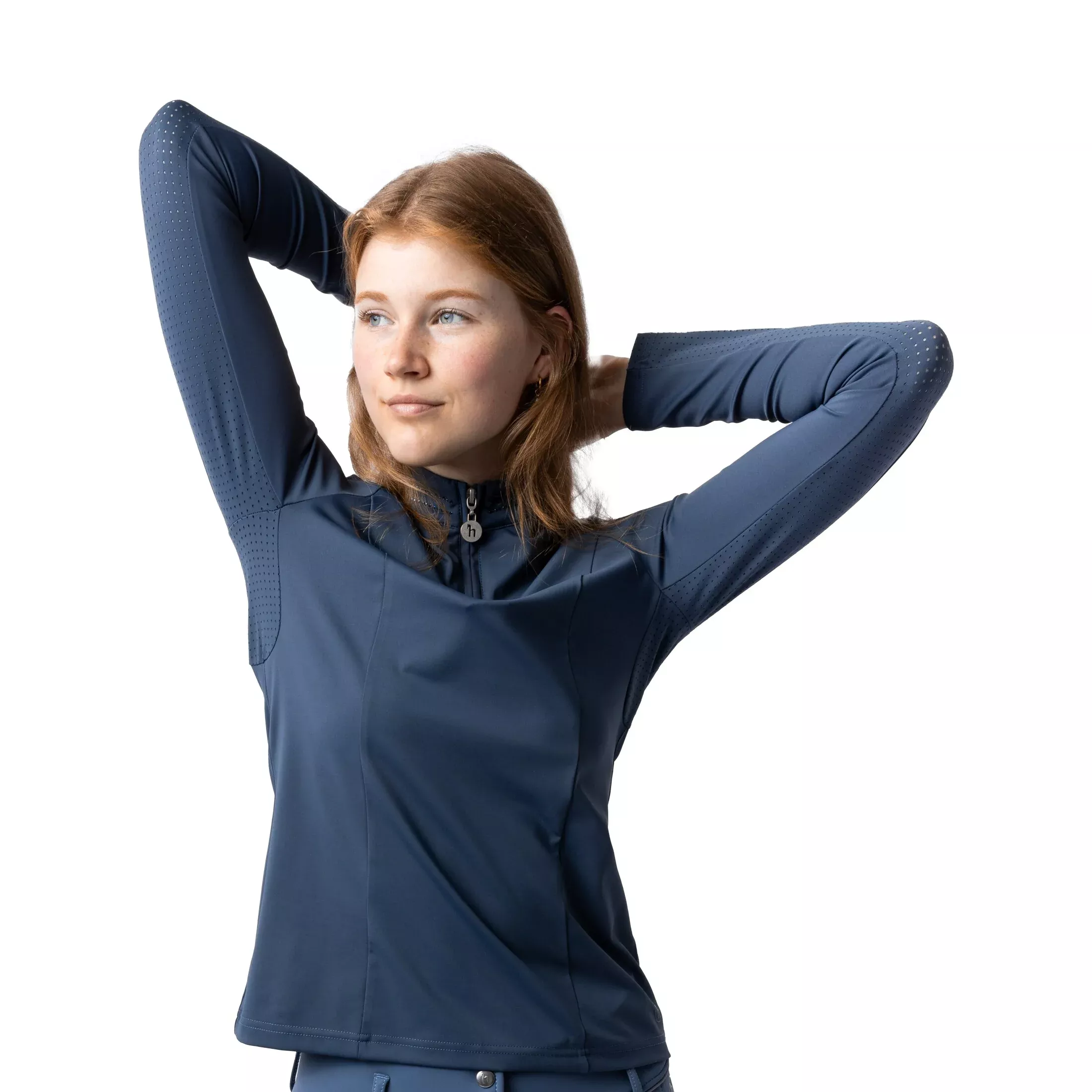 Horze Eloise Womens Quarter Zip Long Sleeve Training Shirt - Vintage Indigo