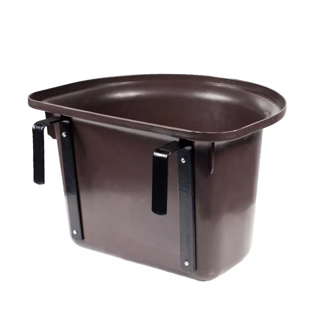 Horze Flat Back Feed Bucket - Dark Brown