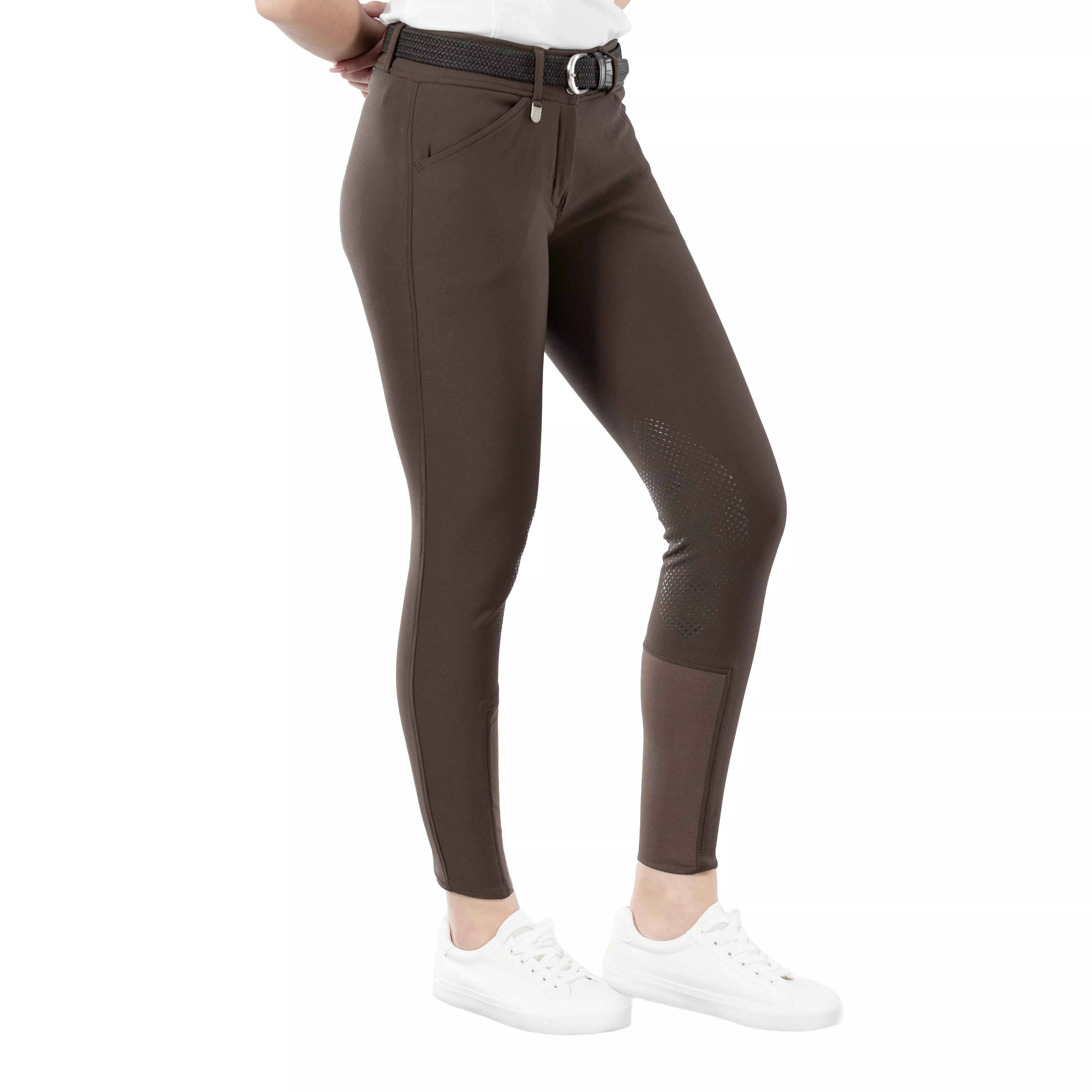 Horze Grand Prix Womens Silicone Knee Patch Breeches - Dark Brown